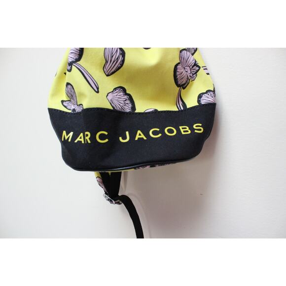 Marc Jacobs Yellow Black Floral Lily One Shoulder Sling Bucket Bag Backpack - Picture 2 of 5